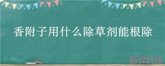 香附子用什么除草剂能根除