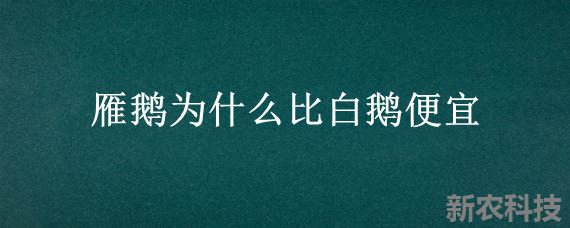 雁鹅为什么比白鹅便宜