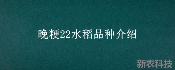 晚粳22水稻品种介绍